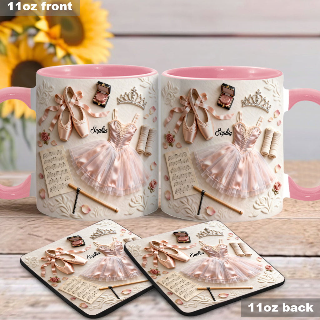 J'adore le ballet - Mug et sous-verre personnalisés sur le thème du ballet