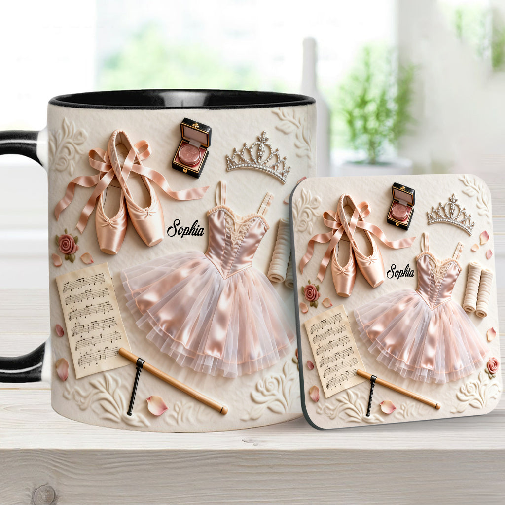 J'adore le ballet - Mug et sous-verre personnalisés sur le thème du ballet