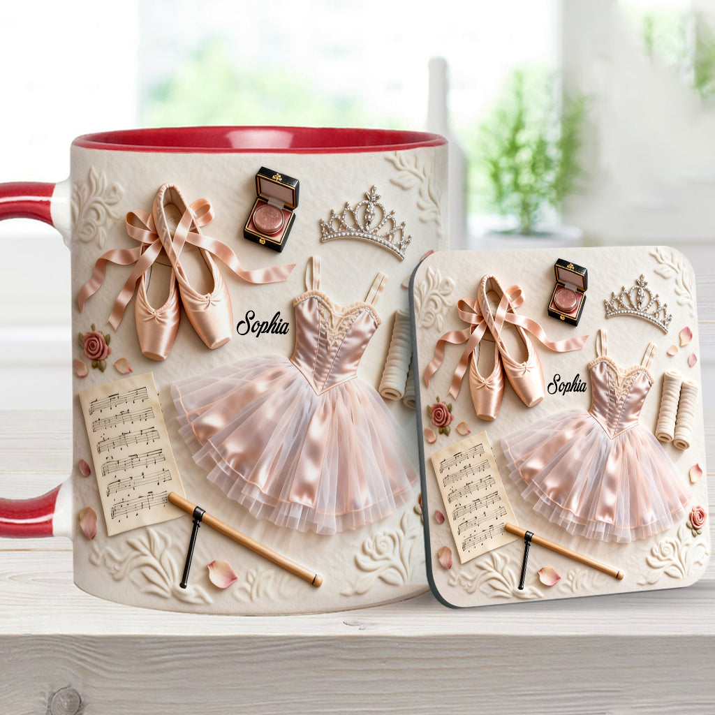 J'adore le ballet - Mug et sous-verre personnalisés sur le thème du ballet