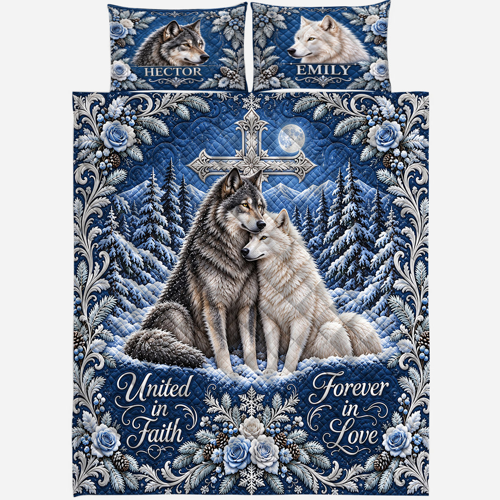 Unis dans la Foi - Ensemble de Couette Personnalisé avec Loups