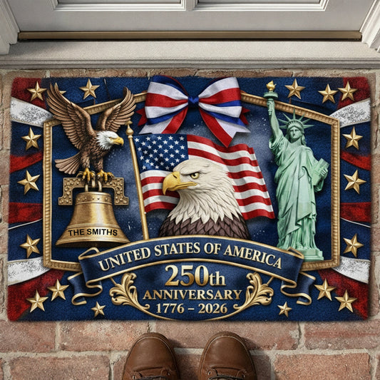 250. Jahrestag der USA – Personalisierte Fußmatte zum Thema Patriotismus