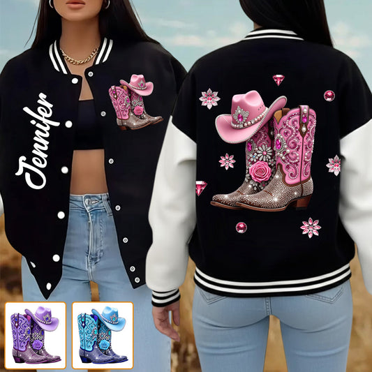Cowgirl-Stiefel – Personalisierte Cowgirl-Collegejacke