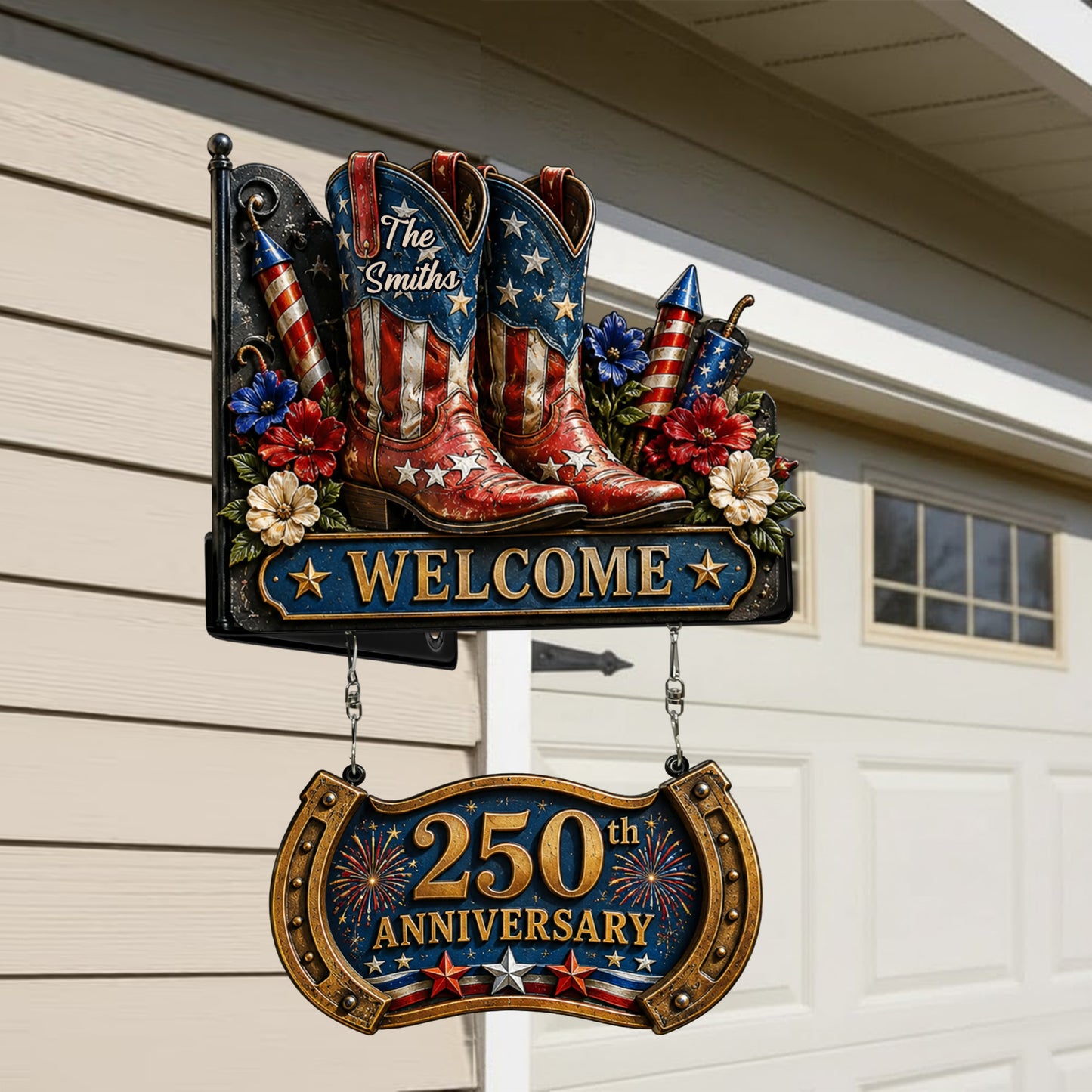 250th Anniversary Celabration - Personalized Western Outfit Wooden Wall Mount Sign