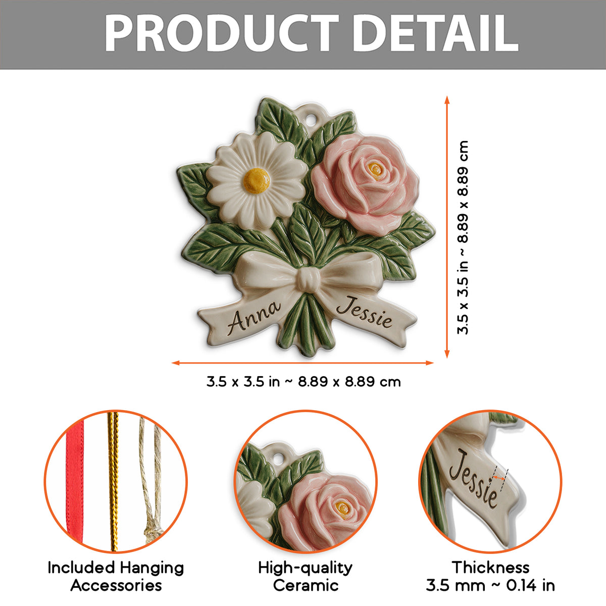 Birth Flowers Besties - Personalized Bestie Custom Shape Ceramic Ornament