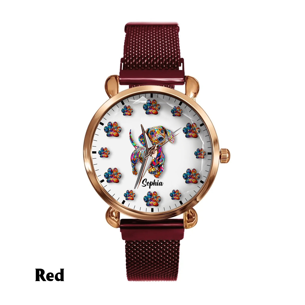 Montre-bracelet personnalisée pour femme « J'aime mon chien »