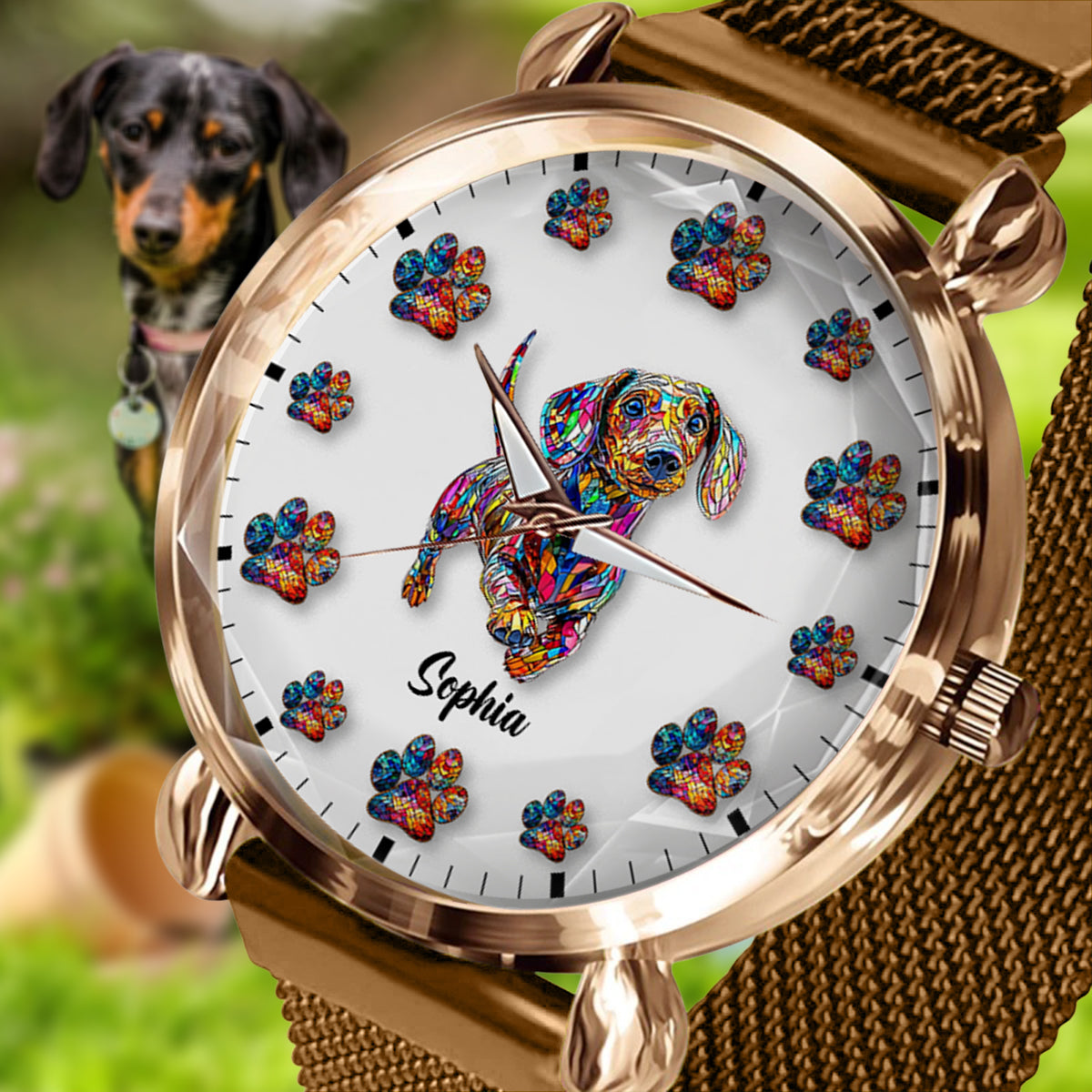Montre-bracelet personnalisée pour femme « J'aime mon chien »