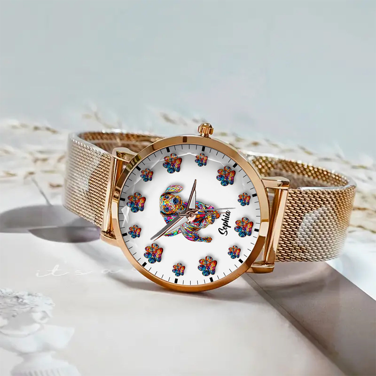 Montre-bracelet personnalisée pour femme « J'aime mon chien »