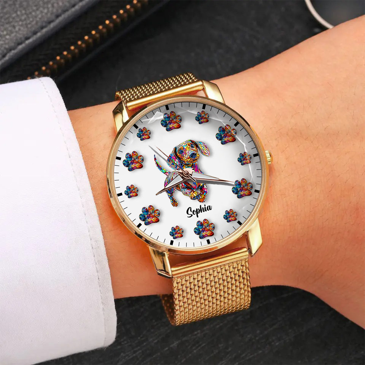 Montre-bracelet personnalisée pour femme « J'aime mon chien »