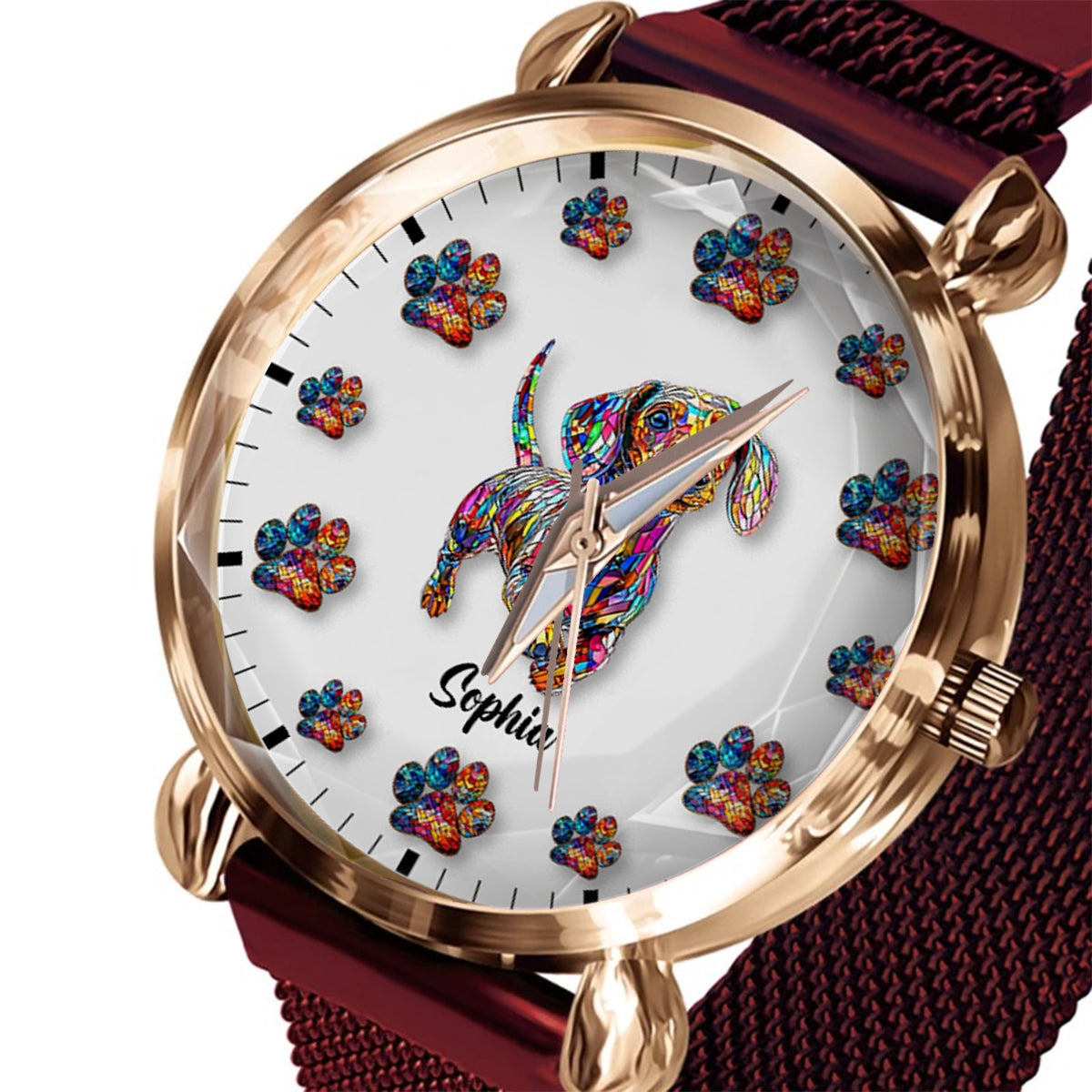 Montre-bracelet personnalisée pour femme « J'aime mon chien »