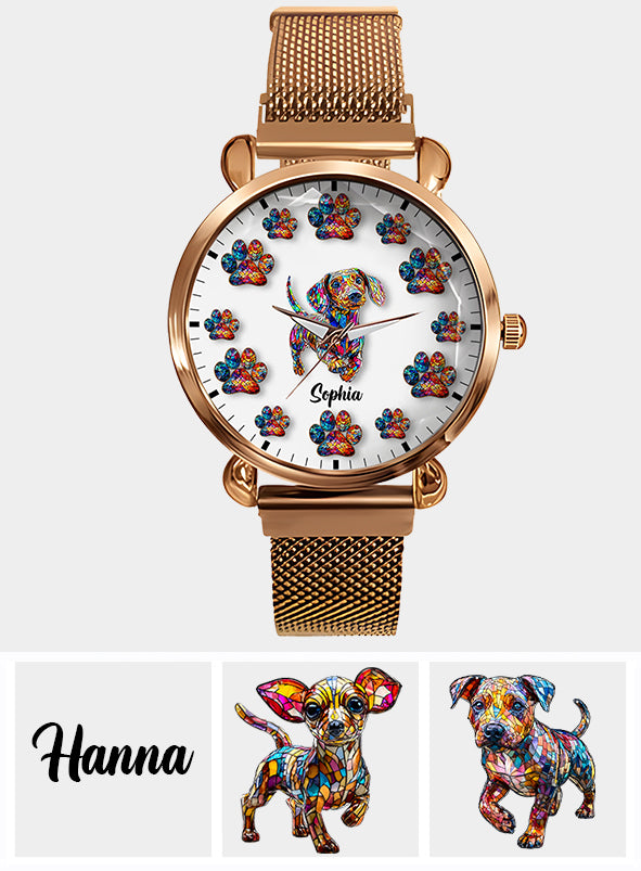 Montre-bracelet personnalisée pour femme « J'aime mon chien »