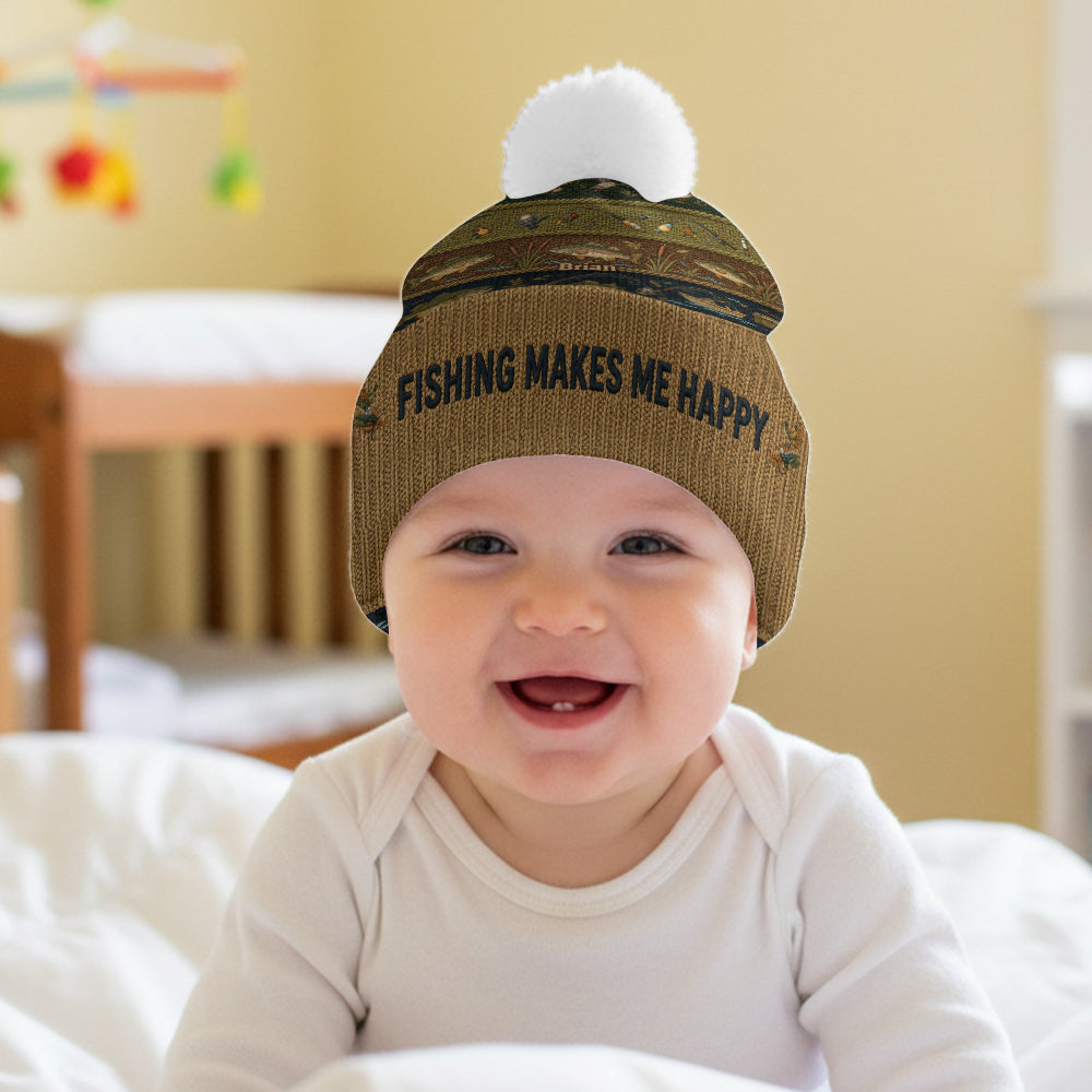 Fishing Makes Me Happy - Personalized Fishing Beanie Hat