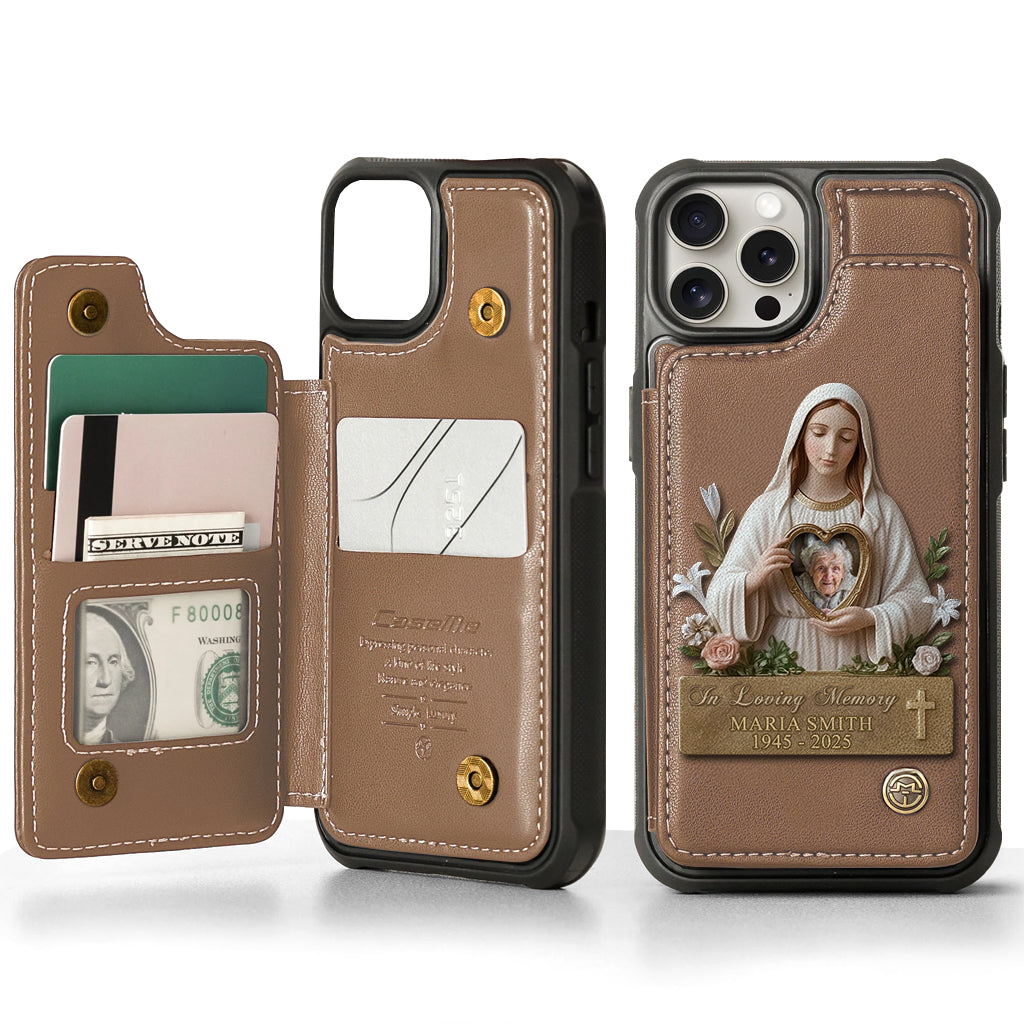 Virgin Mary Memorial - Personalized Memorial Wallet Phone Case