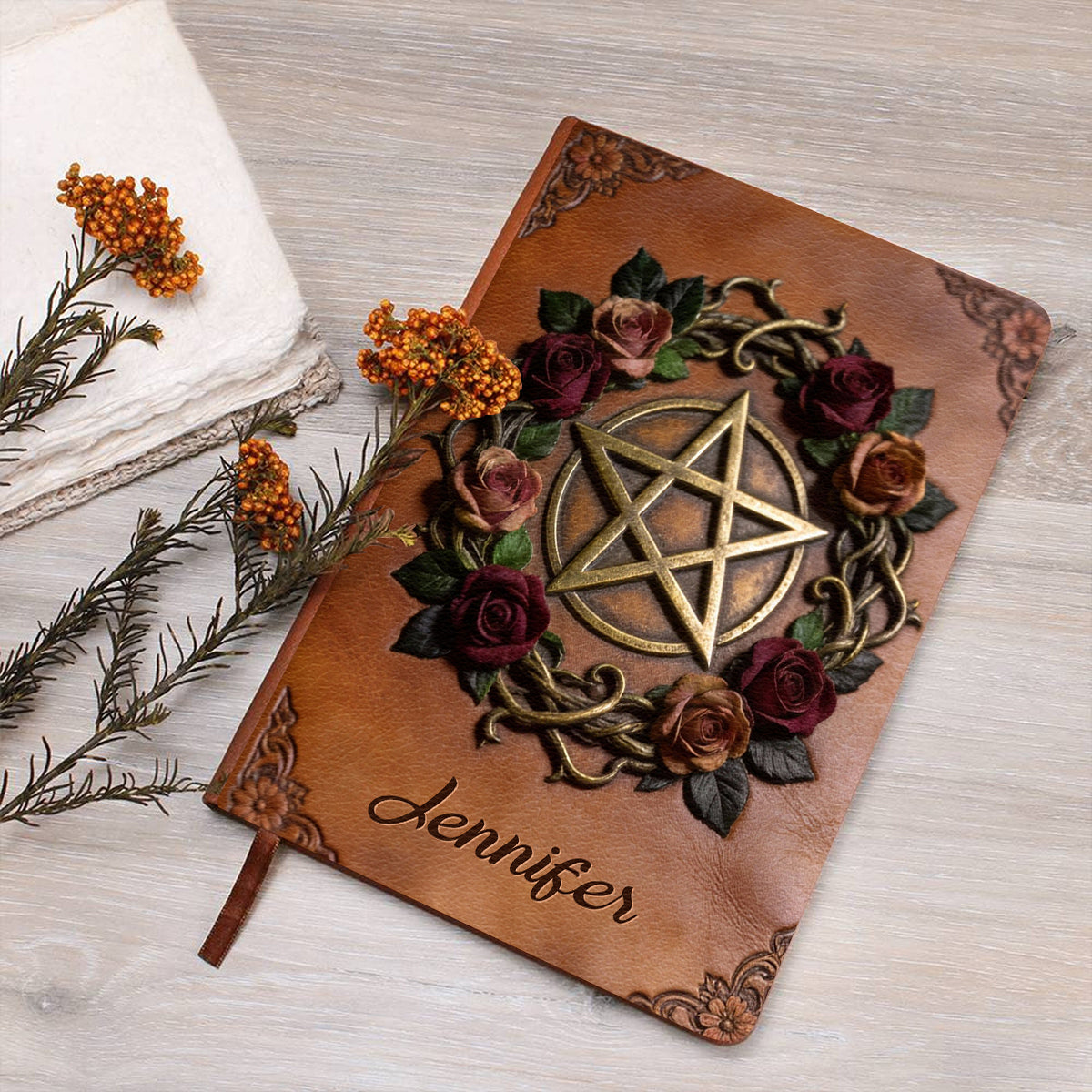 Journal magique - Journal en cuir personnalisé pour sorcière
