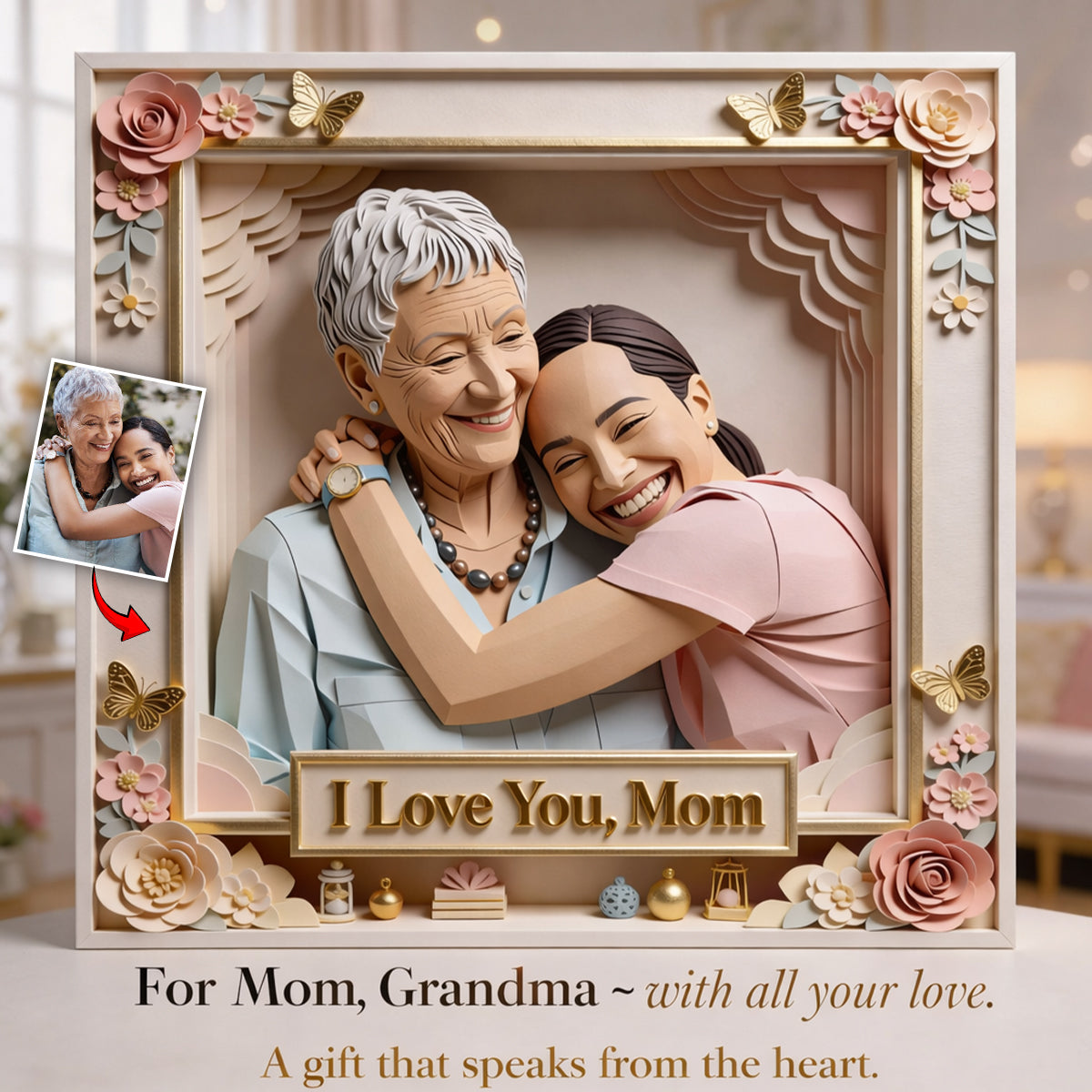 Liebe Mama, Liebe Oma – Personalisierte Acrylplakette in individueller Form für die Mutter