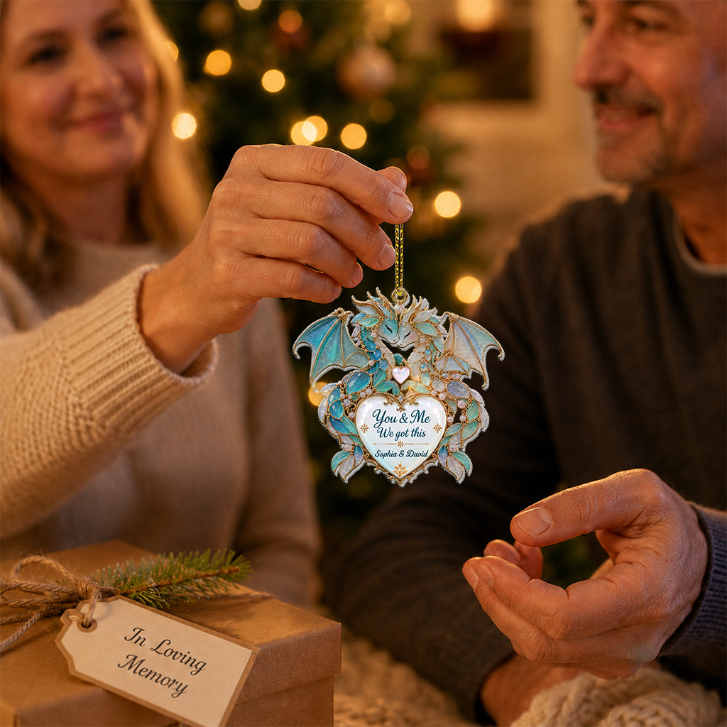 Merry Christmas - Personalized Dragon Custom Shape Glass Ornament