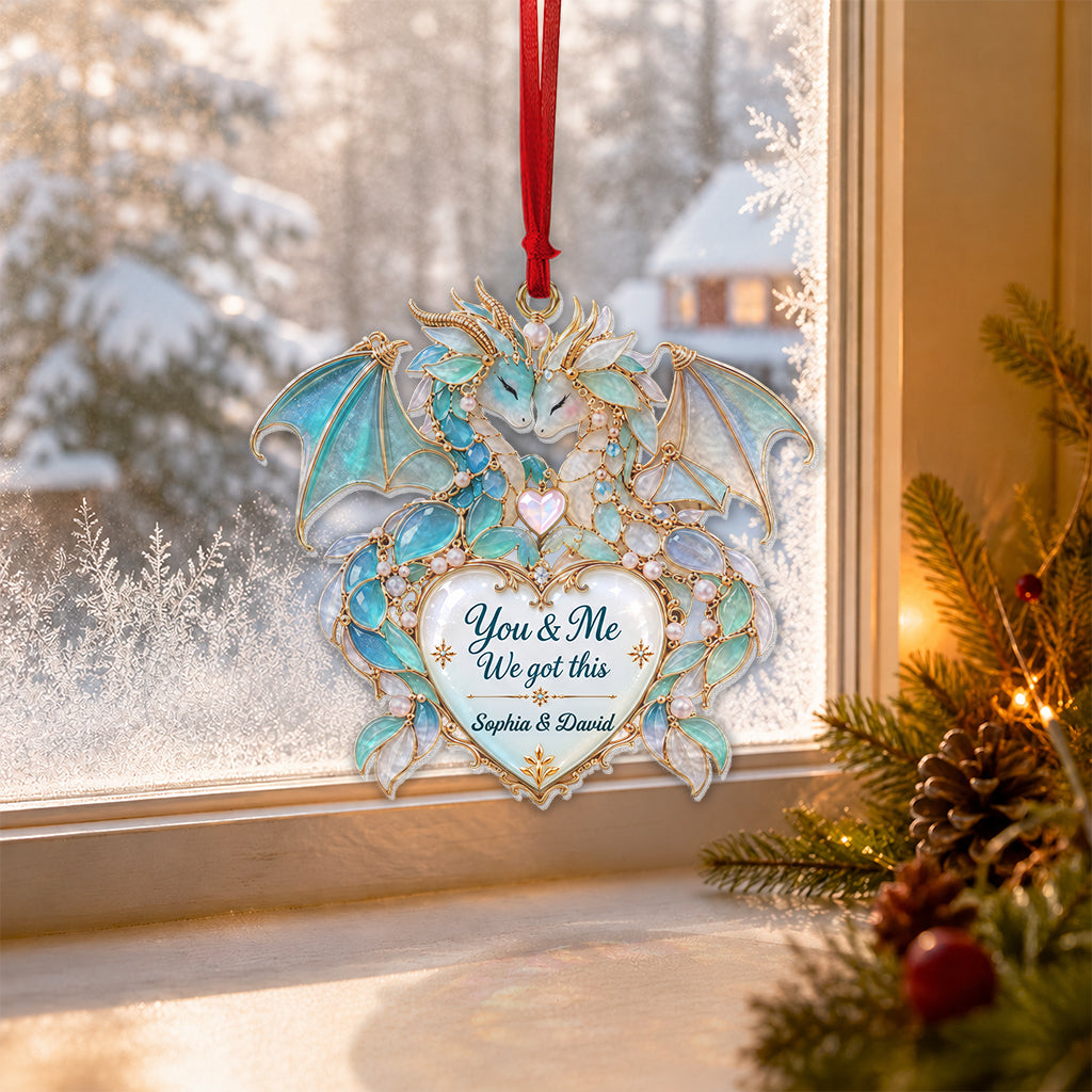 Merry Christmas - Personalized Dragon Custom Shape Glass Ornament