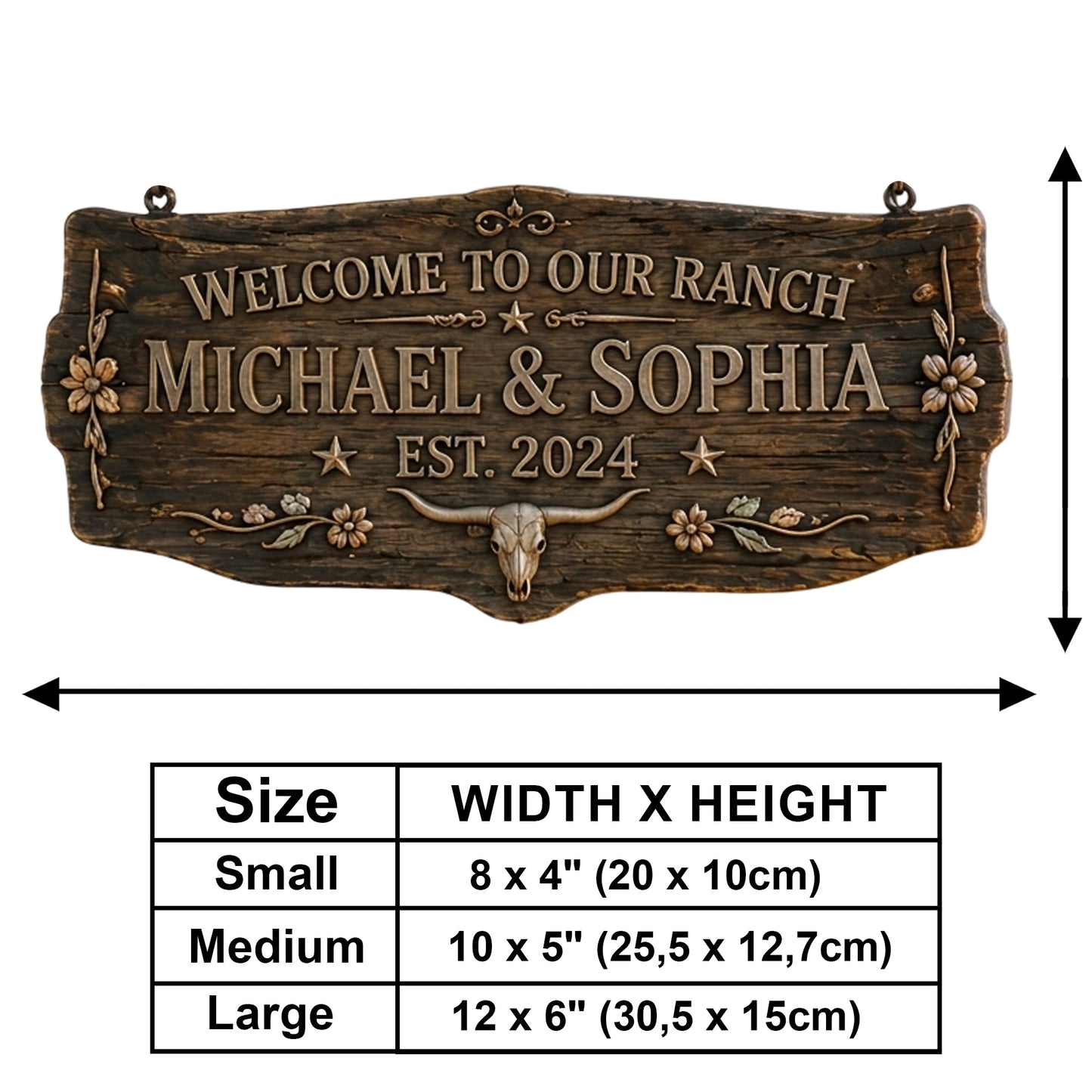 Cowboy Cowgirl Paar - Personalisierte Western Outfit Holz Wandmontage Schild
