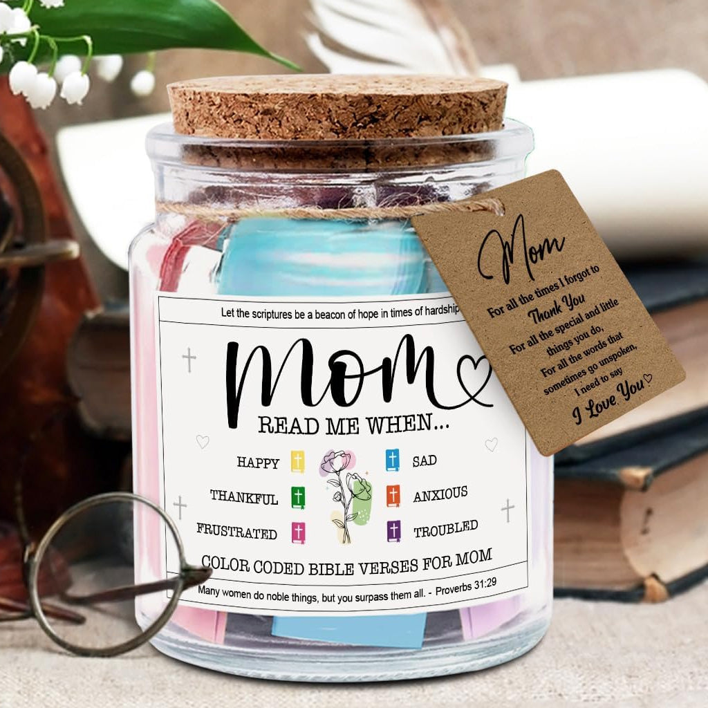 Decorative Glass Inspirational Scripture Jar with 92 Bible Verse