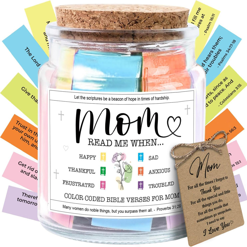 Decorative Glass Inspirational Scripture Jar with 92 Bible Verse