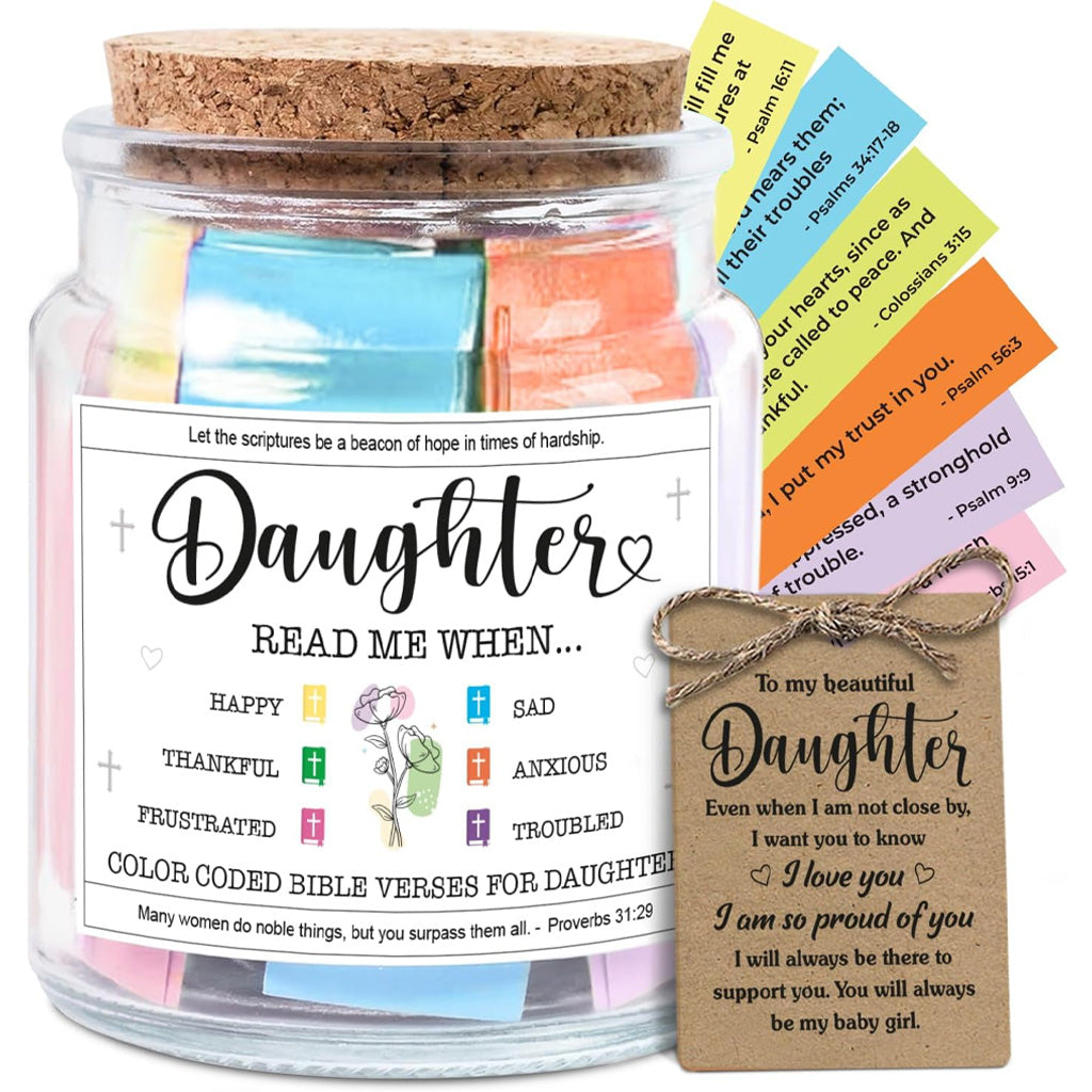 Decorative Glass Inspirational Scripture Jar with 92 Bible Verse