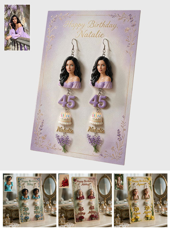 Happy Birthday - Personalized Birthday Earrings With Card