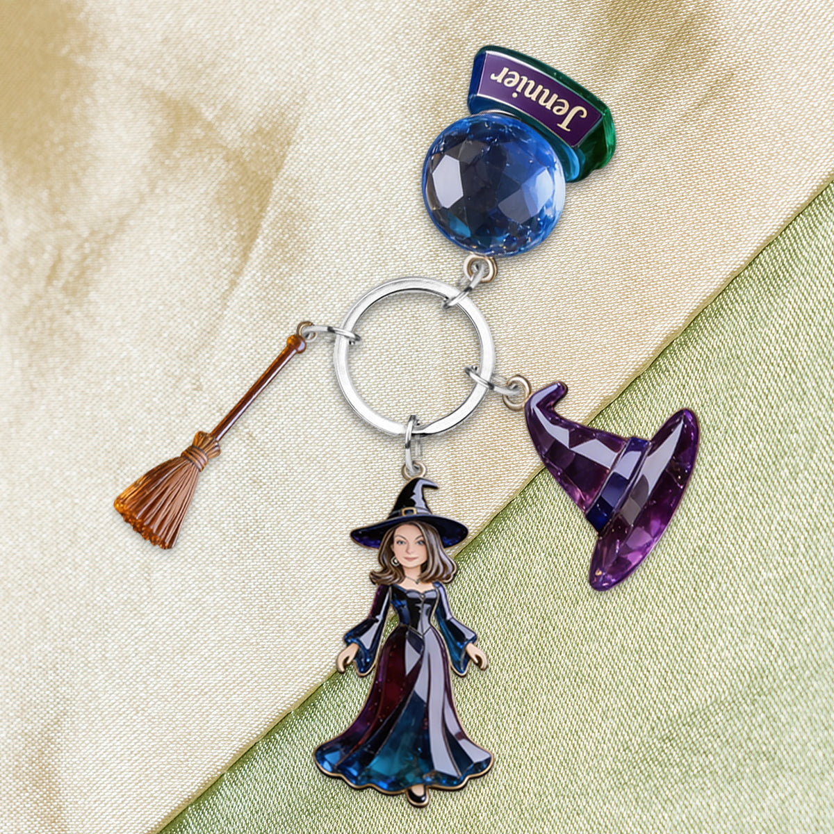 Porte-clés sorcière magique - Porte-clés sorcière personnalisé avec breloques