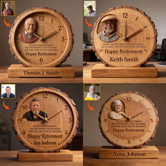 Unterschätzen Sie niemals den Unterschied, den Sie bewirkt haben, und die Leben, die Sie berührt haben – personalisierte Gedenktafel für eine Tischuhr im Ruhestand