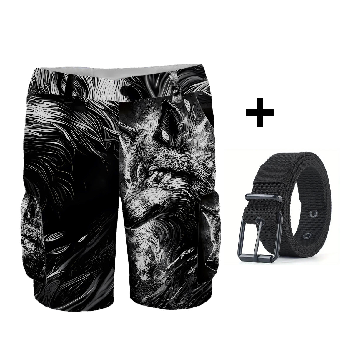 Strong Wolf - Short cargo personnalisé avec ceinture
