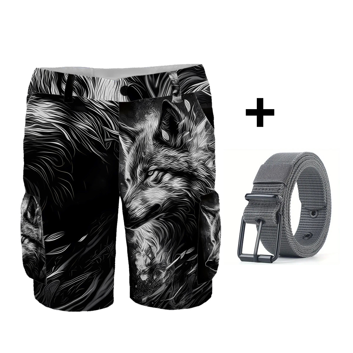 Strong Wolf - Short cargo personnalisé avec ceinture