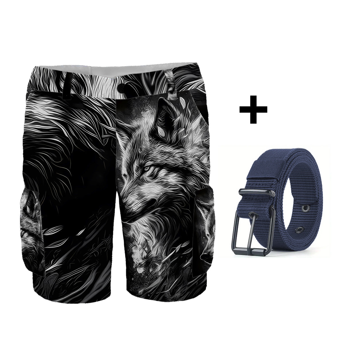 Strong Wolf - Short cargo personnalisé avec ceinture