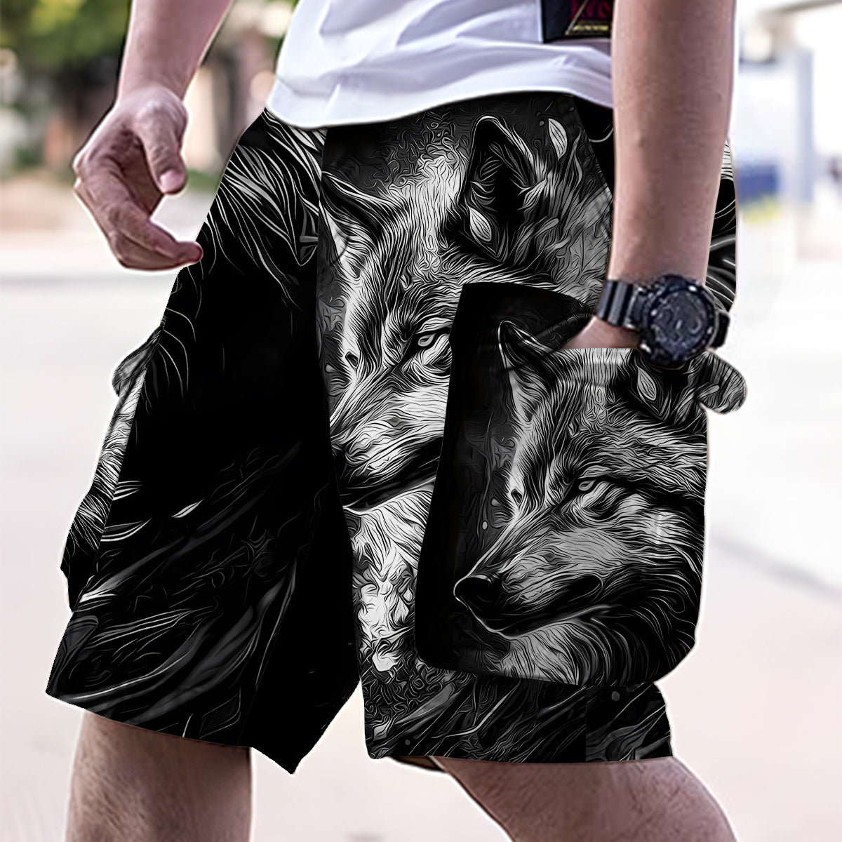 Strong Wolf - Short cargo personnalisé avec ceinture
