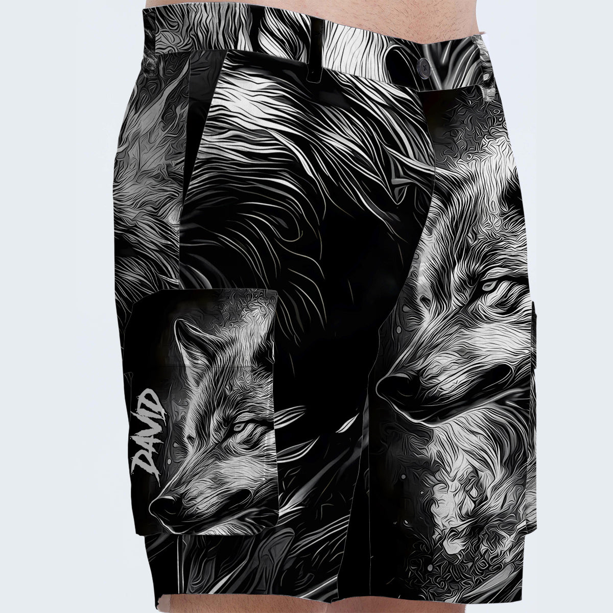 Strong Wolf - Short cargo personnalisé avec ceinture