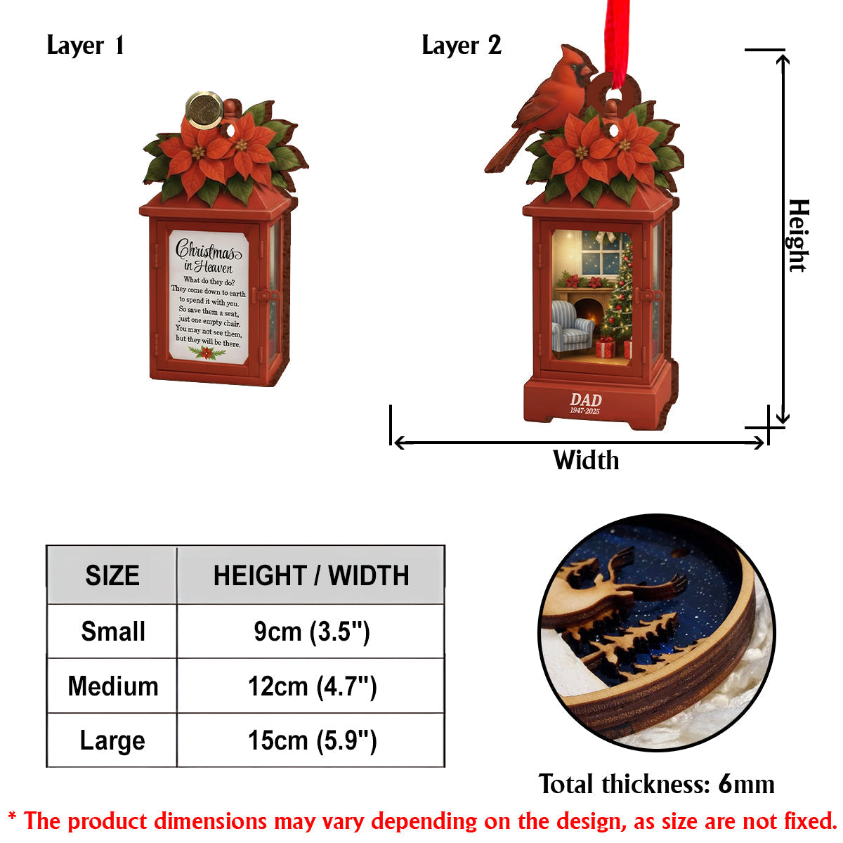 Christmas In Heaven - In Loving Memorial - Personalized Memorial Flip Ornament