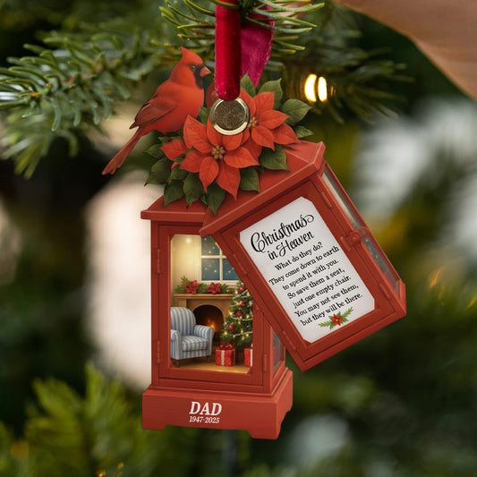Christmas In Heaven - In Loving Memorial - Personalized Memorial Flip Ornament