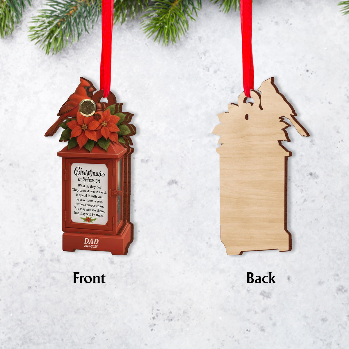 Christmas In Heaven - In Loving Memorial - Personalized Memorial Flip Ornament