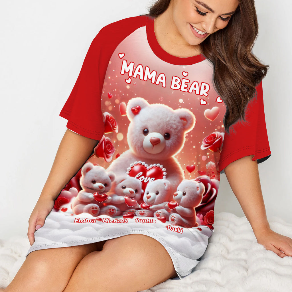 Mama Bear - Personalized Mother Sleep T-shirt Dress