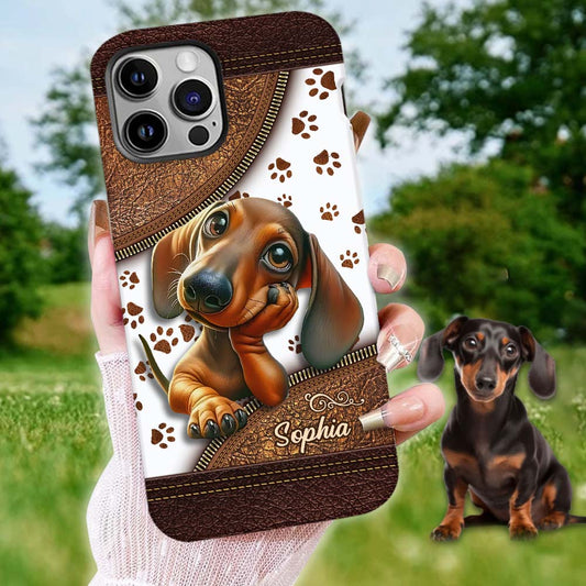Cute Dachshund - Personalized Dog Full Print Phone Case