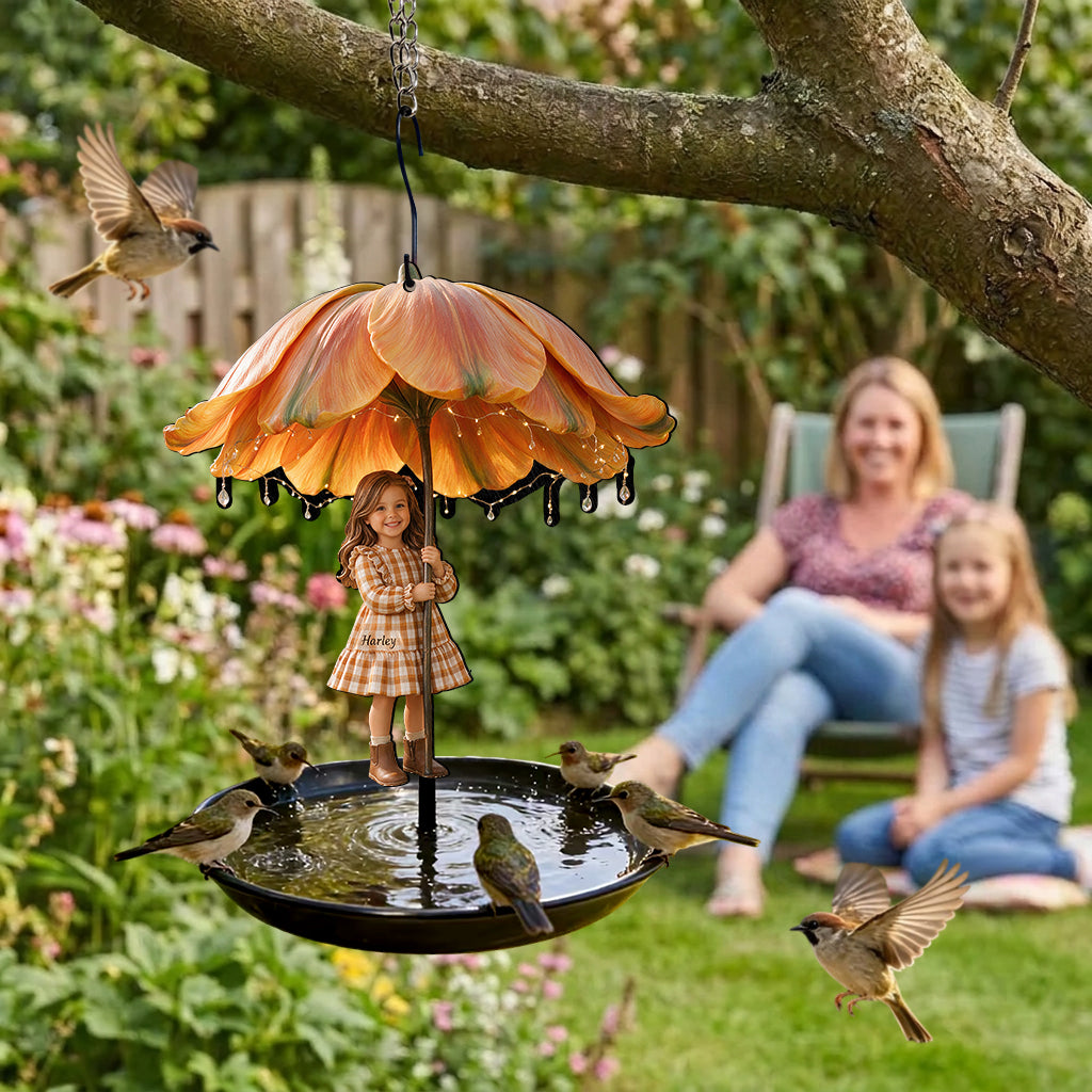 Individuelles Foto und Blume - Personalisierter Vogelhaus/Bad für Kinder