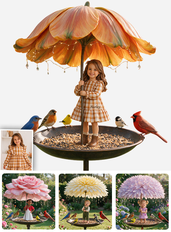Individuelles Foto und Blume - Personalisierter Vogelhaus/Bad für Kinder
