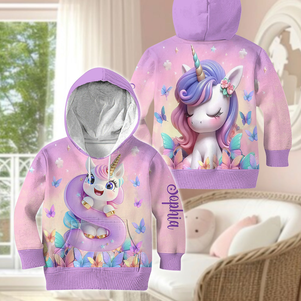 Niedliches Einhorn – Personalisierter Kinder-Hoodie & Leggings-Set
