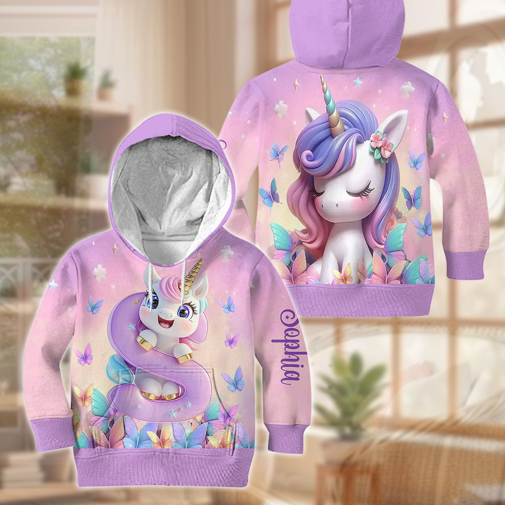 Niedliches Einhorn – Personalisierter Kinder-Hoodie & Leggings-Set
