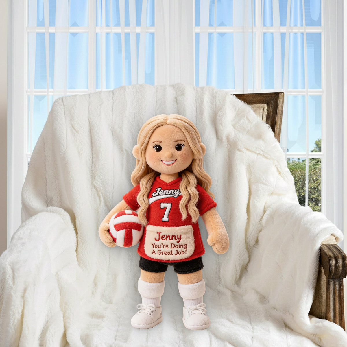 You Are Doing A Great Job - Personalized Volleyball Premium Faux Fur Pillow