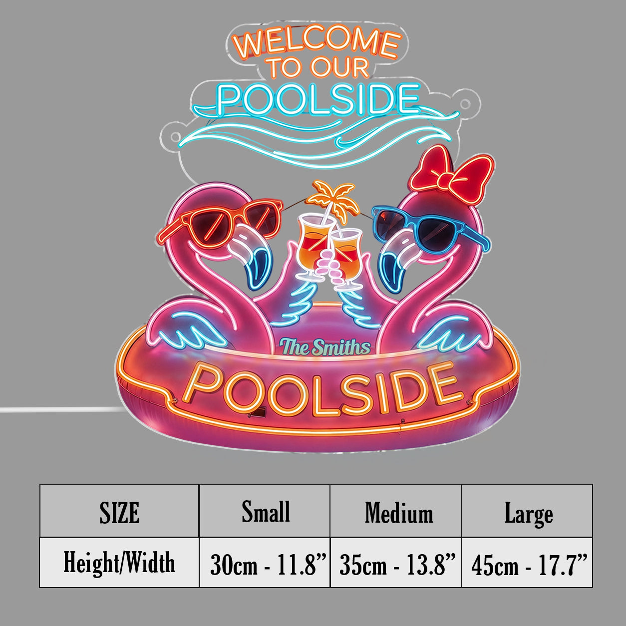 Panneau de Piscine - Enseigne LED Néon Personnalisée Flamant Rose