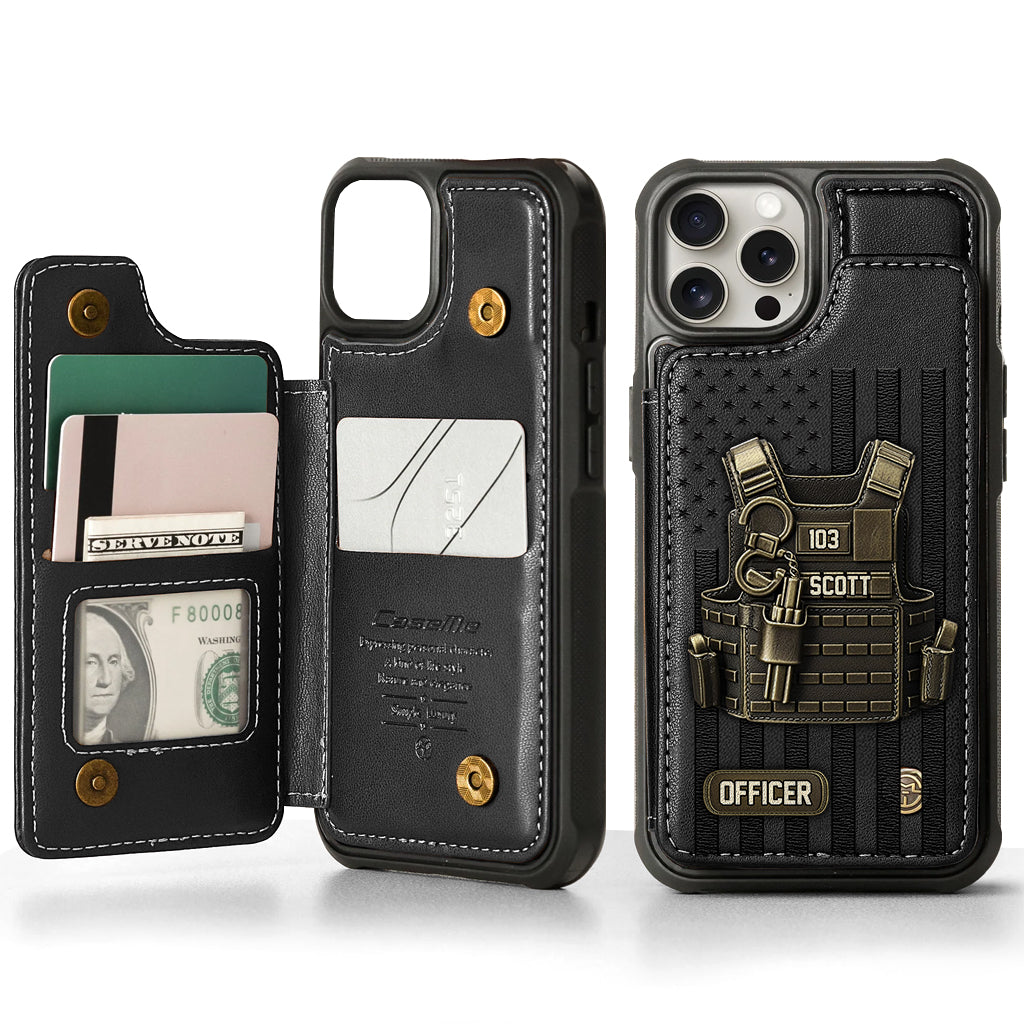 Fier d'être policier - Étui portefeuille personnalisé pour téléphone portable - Policier