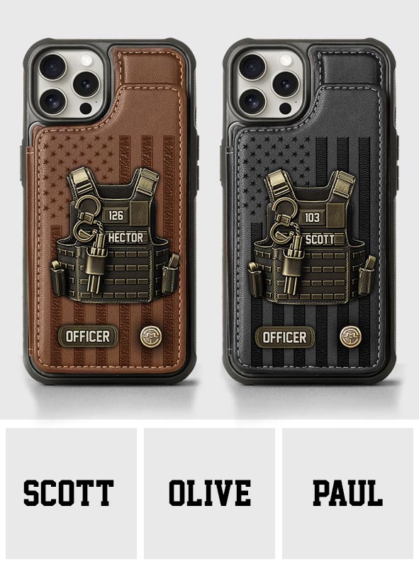 Fier d'être policier - Étui portefeuille personnalisé pour téléphone portable - Policier