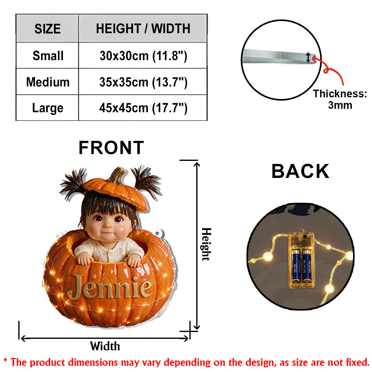 Little Pumpkin - Personalized Kid LED Light Acrylic Sign