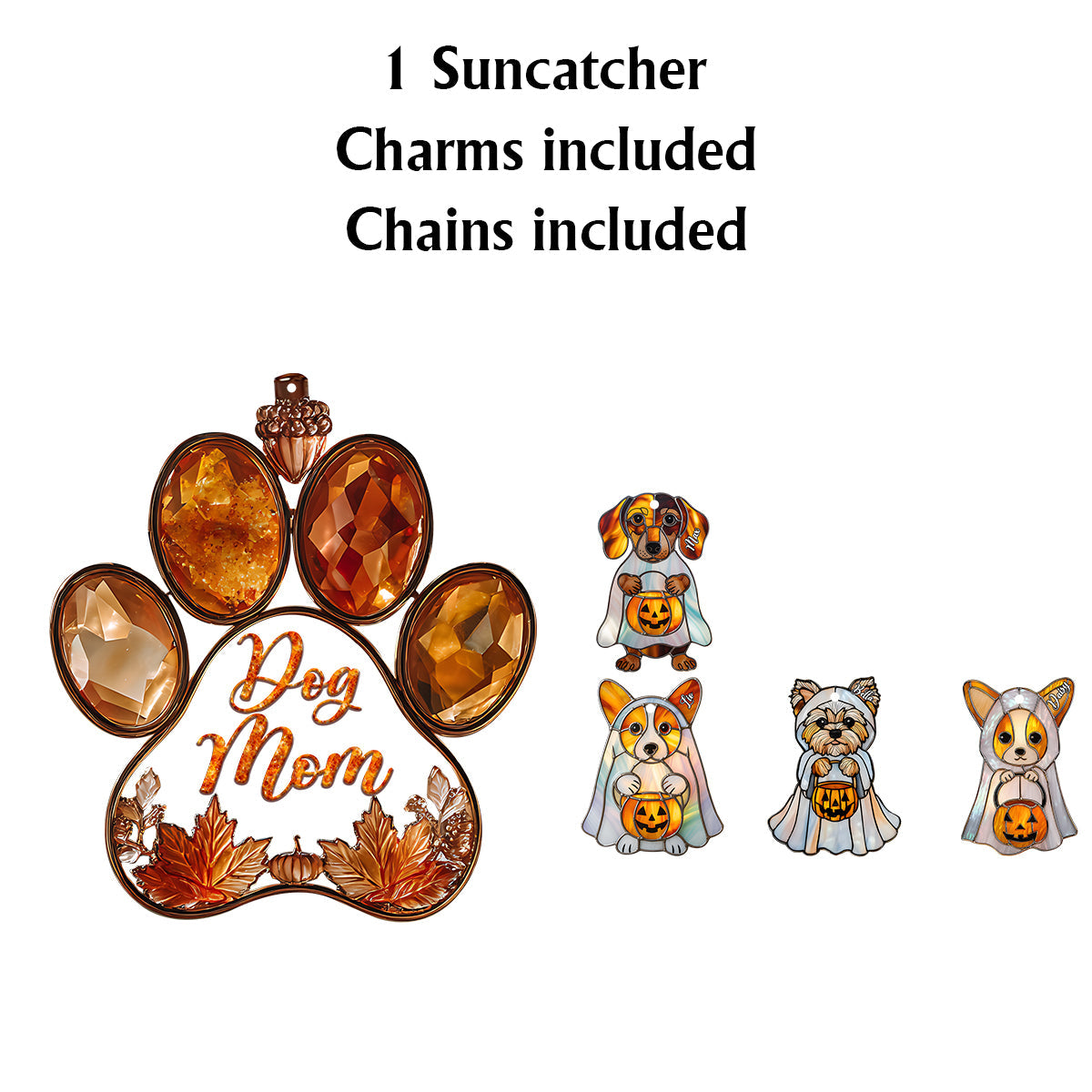 Maman de chien - Attrape-soleil personnalisé à suspendre à la fenêtre avec breloques personnalisées