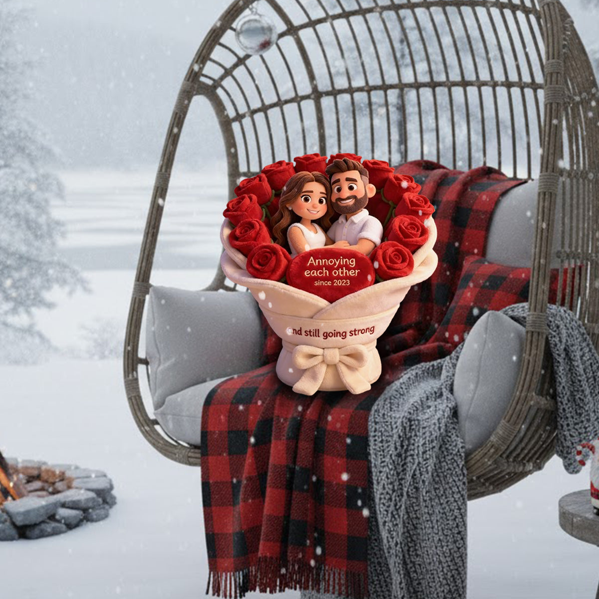 S'agacer mutuellement - Coussin personnalisé en fausse fourrure pour couple