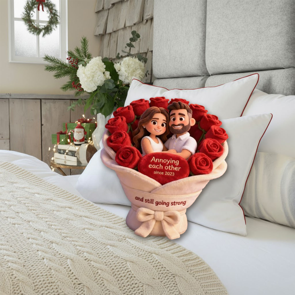 S'agacer mutuellement - Coussin personnalisé en fausse fourrure pour couple