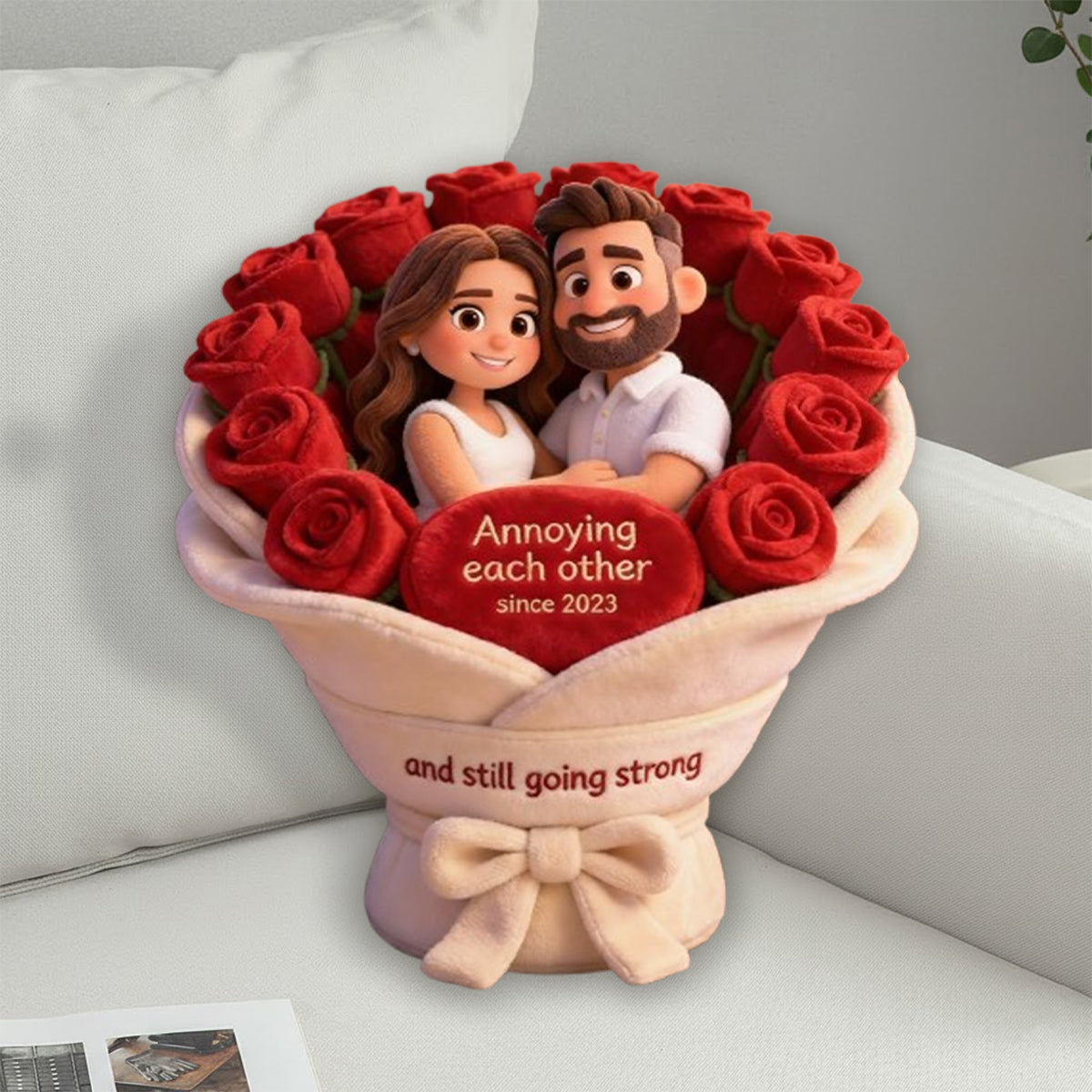 S'agacer mutuellement - Coussin personnalisé en fausse fourrure pour couple